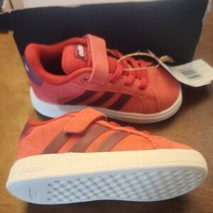 Adidas Kids Coral and Maroon Sneakers